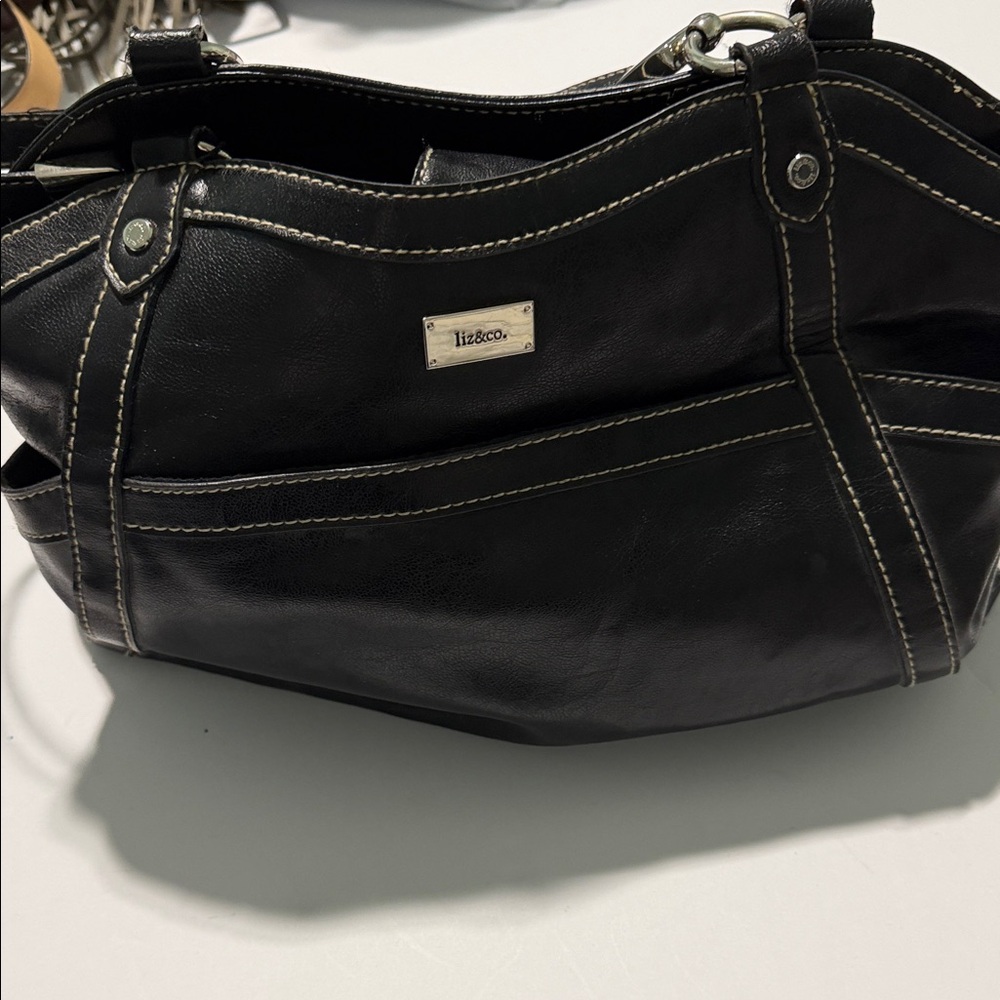 Liz & Co. Black Shoulder Bag with Stitch Detail